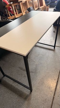 Long Desk with Black Metal Frame