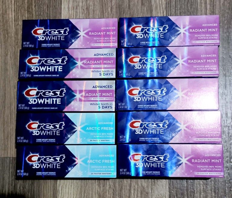 Crest 3D White Advanced Teeth Whitening Toothpaste BUNDLE