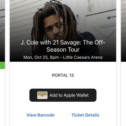 J Cole Concert Tickets Lower Level 