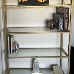 Gold Bookcase - 4 Glass Shelves