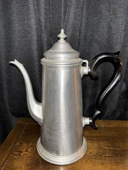 Vintage Pewter Coffee Pot with Black Handle