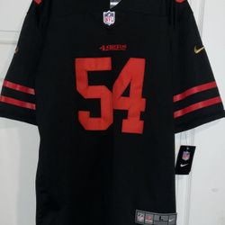 Fred Warner #54 San Francisco 49ers Vapor Stitched Black Red Color Rush Jersey Adult Mens Large New with tags 