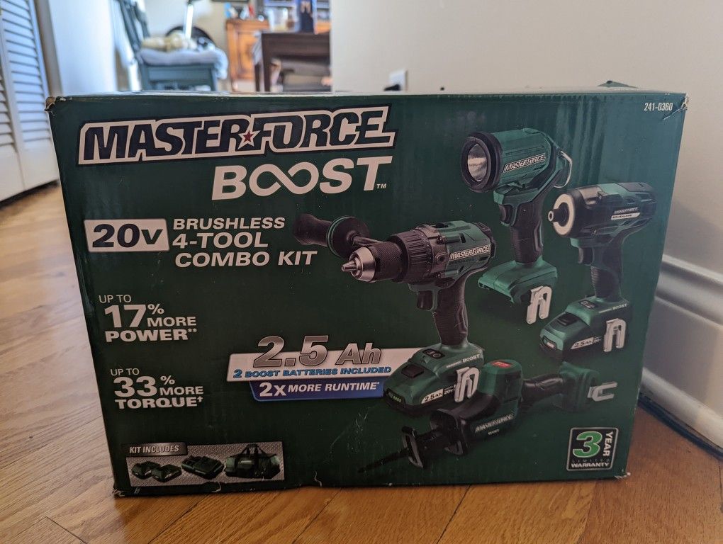 MasterForce Boost 20V Four Tool Set New In Box