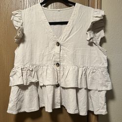 Women’s Khaki Color Ruffle Top XL