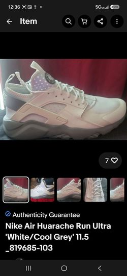 Nike Air Huarache Run Ultra 'White/Cool Grey' 11.5  _819685-103