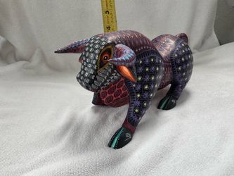 Mexican Oaxacan Alebrije Bull, Hand-Carved and Hand-Painted Wood
