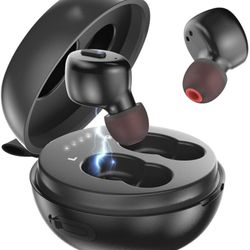 Bluetooth 5.1 Wireless Earbuds, Deep Bass Sound 50H Playtime IPX8 Waterproof Earphones with Wireless Charging Case Microphone in-Ear Stereo He