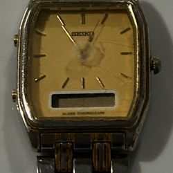Seiko Tank Ani-digital Watch As Is Not Tested 