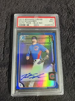 2015 Topps Bowman Chrome Kyle Schwarber /150 Auto Rookie Blue Refactor PSA Graded MINT 9