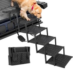 Open Box Dog Stairs|Portable Foldable Stair for Small & Large Dogs|Dog Steps for Car,Bed,Truck,SUV|Gate for Ramp Stairs|Non-Slip Surface|Support Up to