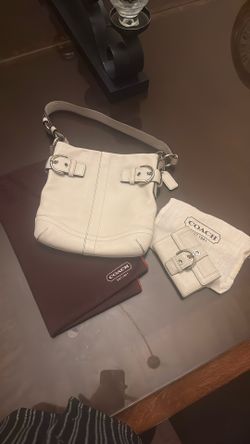 Vintage White Coach Purse And Matching White Wallet