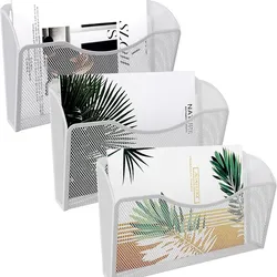 3 Single Pocket Wall File Organizer, Mesh Hanging File Folder Organizer for Letter/A4 Size Folders, Wall Mounted Vertical Mail Holder for Paperwork, O