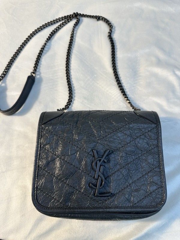 Saint Laurent YSL Leather Gray Niki Crossbody Bag
