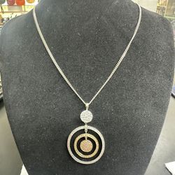 14K  Gold Diamond Pendant With White Gold Chain 20 Inch 