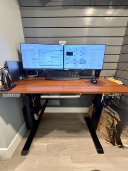 Electric Standing Desk with Flux Wood Top