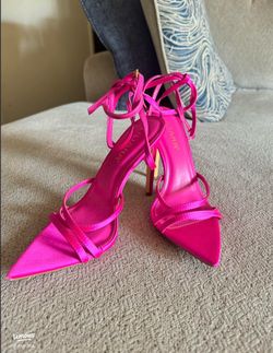 Pink strappy heels