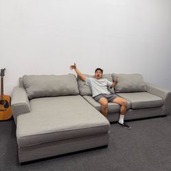 Delano 2 Piece Sectional Couch w Left Arm Facing Oversized Chaise - HUGE - Can Deliver