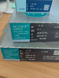 Acuvue oasys daily and 2 week disposable -5.25