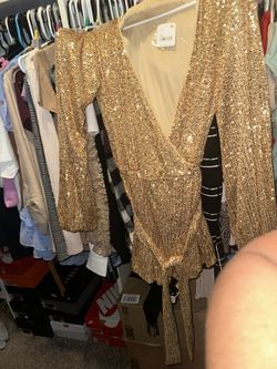 Sequin Gold Shorts Dress Romper