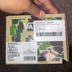 Bape Vans Collab - Sz 9