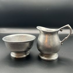 Vintage Wilton Armetale Pewter RWP Creamer & Sugar Bowl USA