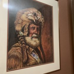 Framed Limited edition signed print 56/350 “Native American Medicine Man” by Gary Bennett