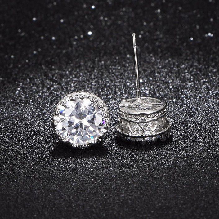 "Beautiful Round CZ Stud Silver Plated Earrings for Women, P1025
 
  