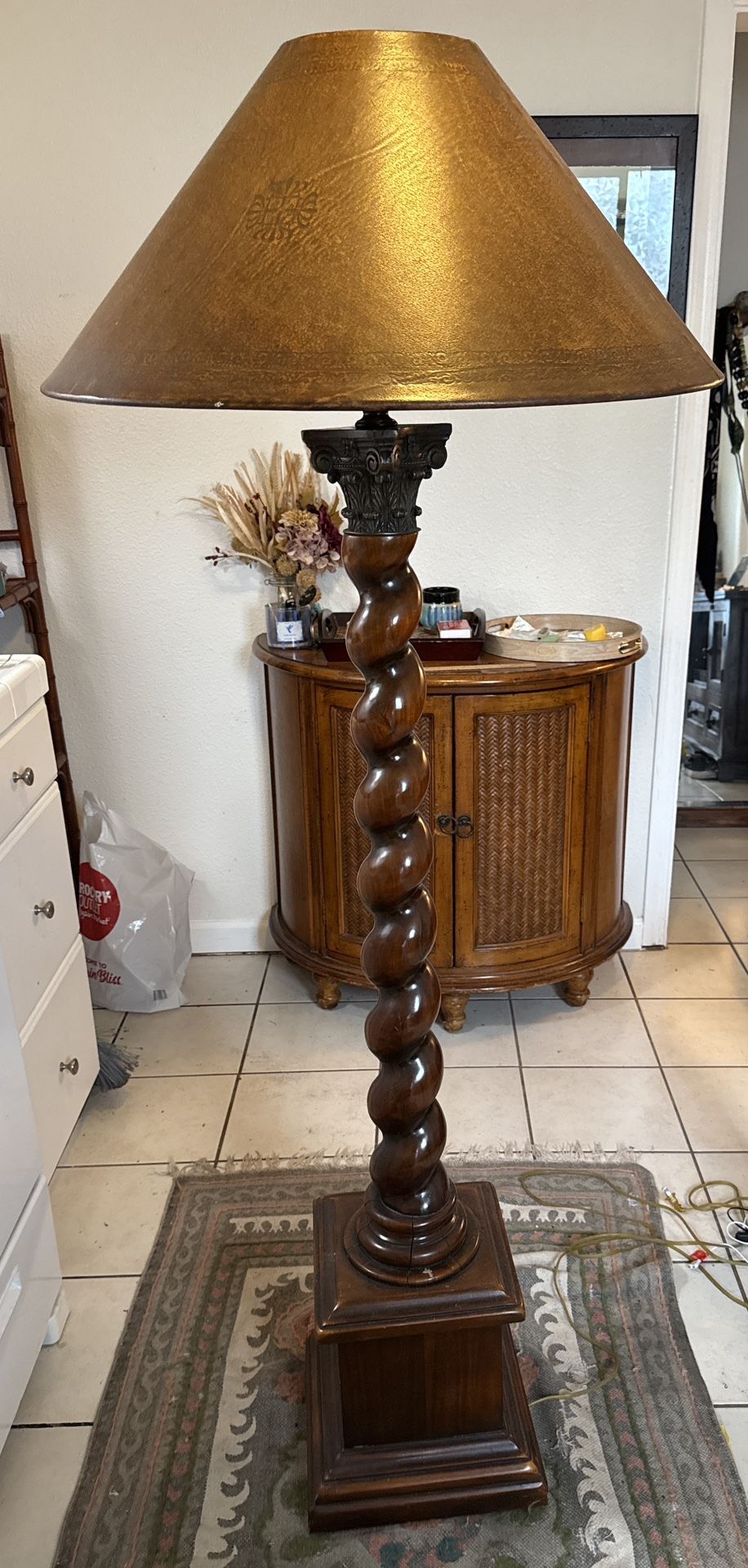 Theodore Alexander Mahogany Barley Twist Floor Lamp