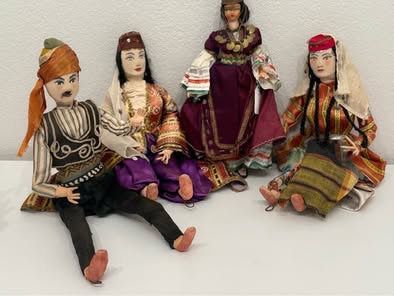 Set of 4 Vintage Handmade Ethnic Folk Art Dolls – 12-13” Tall