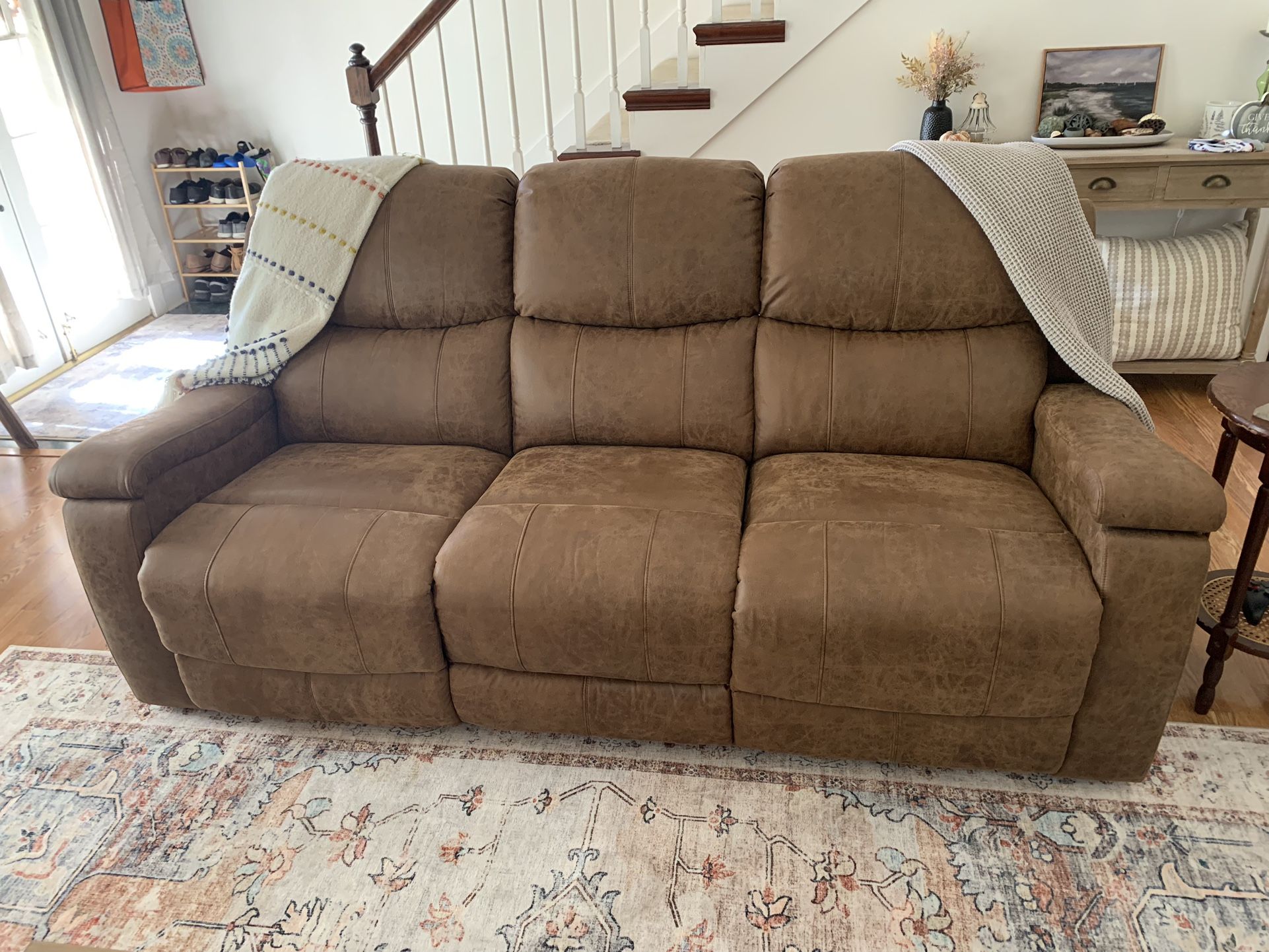 Faux Leather Manual Recline Sofa