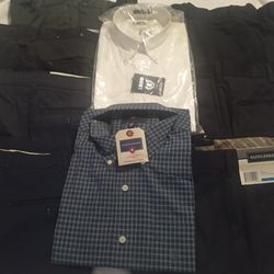 34x32 Mens Dress Slacks W/2 New Shirts 