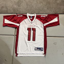 Authentic Reebok #11 LARRY Fitzgerald Red/White Size Medium/ +2 LENGTH  ON Field NFL Jersey 