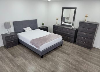 6-Piece Queen Bedroom Set – Available in Black, White, and Gray