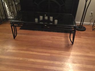 Rectangular Glass Top Table Black Frame
