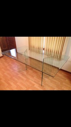 Large, all glass table, 4 foot x 6 foot