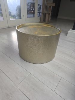 Round Coffee Table Gold Drum