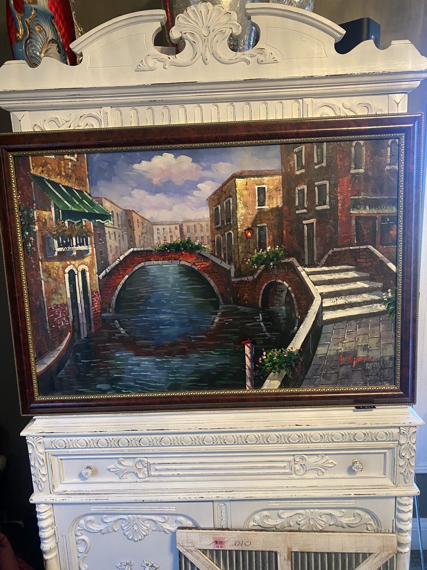 Original French Oil Painting By S. Hofner 40 X 28