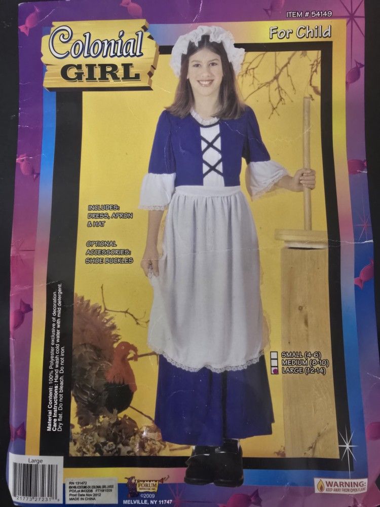 Colonial Dress Costume for Girl's Large 12-14