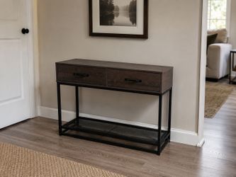 Industrial Console Table with 2 Drawers and Bottom Shelf