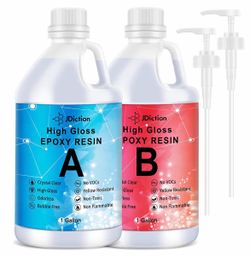 JDiction High Gloss Epoxy Resin, 2 Gallon Crystal Clear Bubble-Free Resin