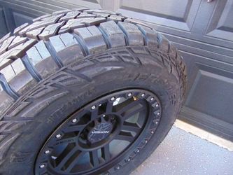 4  New 17X9 Satin Black Vision Rims LT 265 70 17 TIS Offroad R/T 10ply Tires 6X5.5 +12MM Offset