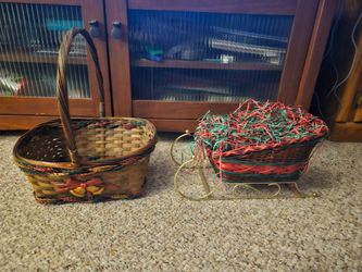 Christmas Basket And Sleigh