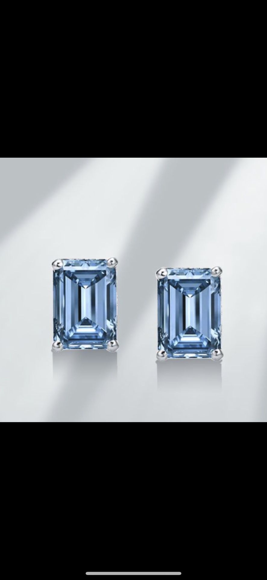 Brand New Gorgeous Emerald Cut Sky Blue Topaz Stud Earrings