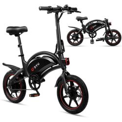 DYU Electric Bike for Adults Teens, D3F 14 in Folding Electric Bicycle,Commuter City E-Bike with 250W Motor and 36V 10AH Lithium-Ion Battery,40-45 Mil