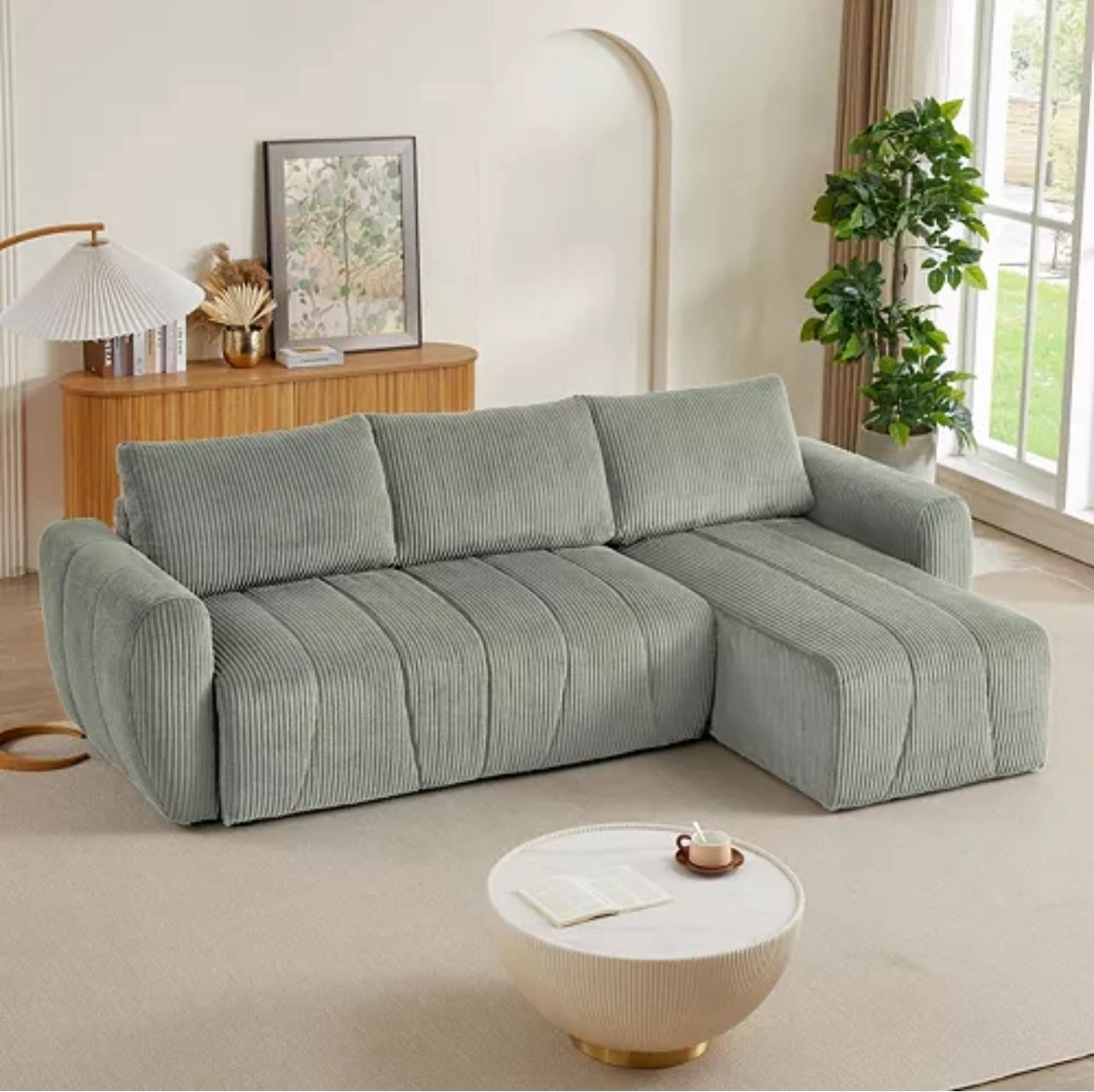 Boyel Living Convertible Sectional Sofa Couch, Modern Fabric 3 Seater L-Shaped Couch for Living Room, Apartment, Office, Small Space, (Grey)