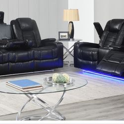 Transformer Black Reclinable Sofa And Loveseat 