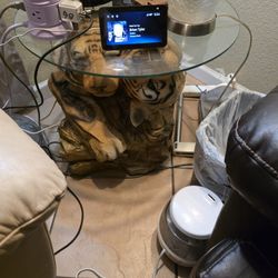 Tiger Base Coffee Table And End Table With Glass Tops