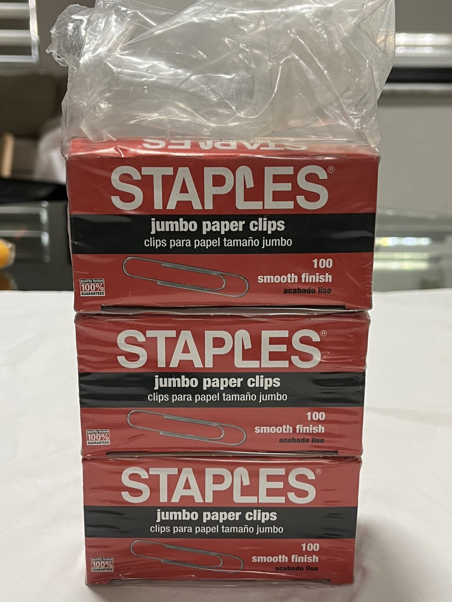 6 Boxes Of Staples Jumbo Paper Clips Smooth Finish 100 In Box= 600 Clips