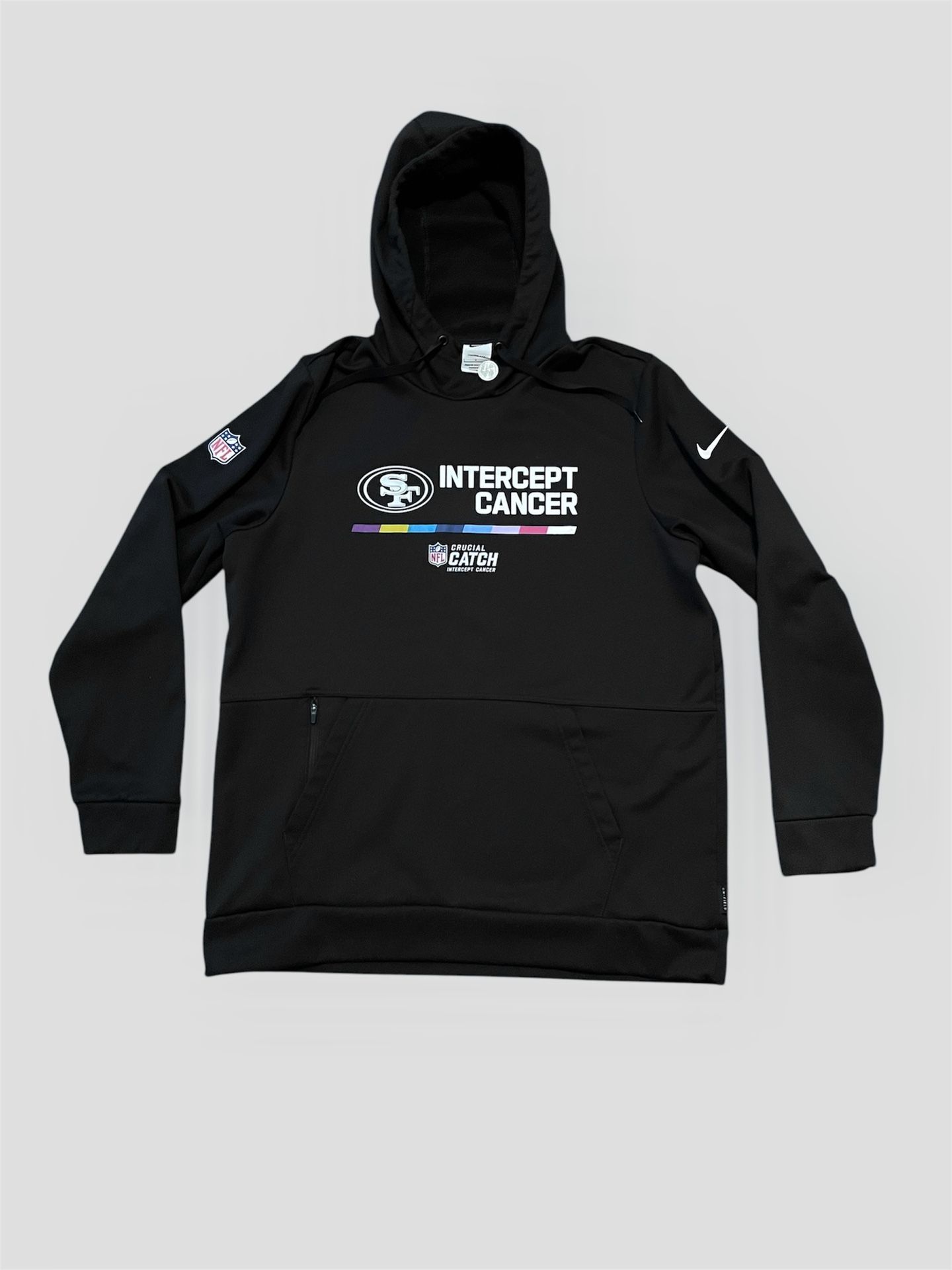 San Francisco 49’ers Intercept Cancer Nike NFL black hoodie Size Large