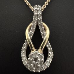 Sterling Silver Vermeil ~1/3CTW Diamond Cluster Pendant Necklace 18"